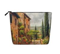 Italy Tuscan Printed Travel Makeup Bag Imitation Linen Cosmetic Bags Waterproof Cosmetic Case Organizer for Women