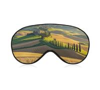 Italy Tuscan Sleep Mask Light Block-Out Eye Mask for Side Sleeper Pressure-Free Soft Night Blindfold with Adjustable Strap Breathable Sleep Eye Cover for Travel