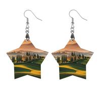Italy Tuscan Wooden Earrings Jewelry Gifts, Lightweight Vintage Natural Wood Pendants Classic Artistic Wooden Earring Hooks for Women, Apricot shaped, Wooden, wood