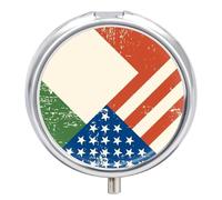 Italy U.S. Flag Cute Travel Pill Organizer Portable Small Round Medicine Case Box for Pocket Purse