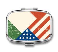 Italy U.S. Flag Cute Travel Pill Organizer Portable Small Square Medicine Case Box for Pocket Purse