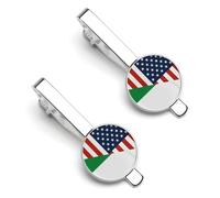 Italy U.S. Friendship Flag Tie Clips for Men Shirt Necktie Bar Pinch Mens Suit Tie Accessories Silver Tack Pins Cufflinks