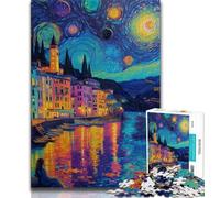 Italy Under The Night Sky 1000 Pieces Jigsaw Puzzle For Adults Teens,Pattern Assembly Fun at Home Activities,Birthday Present,Travel Gifts (38x26cm)
