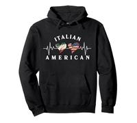 Italy USA Flag Heart Italian American Love Heartbeat, Italia Pullover Hoodie