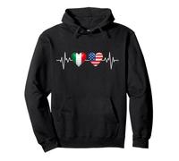 Italy Usa Flag Heart Italian American Love Heartbeat, Italia Pullover Hoodie