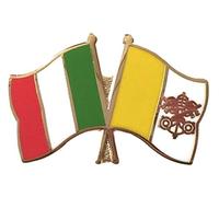 Italy & Vatican City Flags Friendship Courtesy Gold Plated Enamel Pin Badge