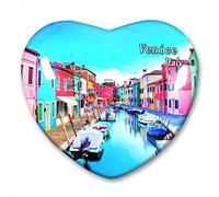 Italy Venice Fridge Magnet Refrigerator Stickers Collection Decorative Magnet Travel Souvenir Heart-Shaped Crystal Glass