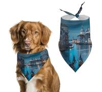 Italy Venice Grand Canal At Night Dog Bandanas Triangle Scarfs Printing Bib Scarf Adjustable Accessories for Small Dogs And Cats