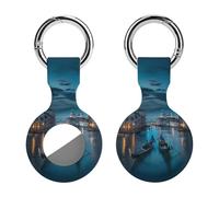 Italy Venice Grand Canal At Night Keychain Holder Case Compatible with AirTag Waterproof Silicone Shell Protective Case 1PCS