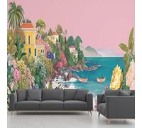 Italy Wallpape Peony Flower Boat Seascape Wall Mural 140x100cm