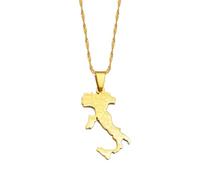 Italy With Sicily and Sardinia Together Map City Name Pendant Necklaces Italian Maps Jewelry For Women Men(Gold Color,45cm)