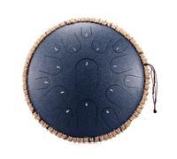 Itanium Steel Tongue Drum Empty Percussion Tambourine Musical Instrument Profession 15 Notes 13inch D Tones Handpan(NavyBlue)
