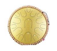 Itanium Steel Tongue Drum Empty Percussion Tambourine Musical Instrument Profession 15 Notes 13inch D Tones Handpan(Golden Color)