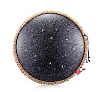 Itanium Steel Tongue Drum Empty Percussion Tambourine Musical Instrument Profession 15 Notes 13inch D Tones Handpan(GalaxyBlack)