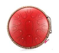 Itanium Steel Tongue Drum Empty Percussion Tambourine Musical Instrument Profession 15 Notes 13inch D Tones Handpan(GalaxyRed)