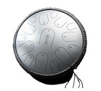 Itanium Steel Tongue Drum Empty Percussion Tambourine Musical Instrument Profession 15 Notes 13inch D Tones Handpan(Silver Color)