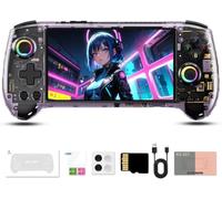iTAP RG557 Handheld Gaming Console, 5.48-inch AMOLED Screen, Android Retro Game Player with 256GB Storage & 4000+ Preloaded Games - Suitable for Adults and Kids (Transparent Purple)