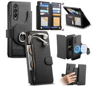 iTape This twill magnetic phone case is compatible with the Samsung Galaxy Z Fold3, featuring a large-capacity SIM card slot, a 2-in-1 design, a ring holder, and wireless charging. Black