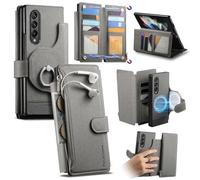 iTape This twill magnetic phone case is compatible with the Samsung Galaxy Z Fold3, featuring a large-capacity SIM card slot, a 2-in-1 design, a ring holder, and wireless charging. Gray