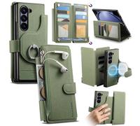 iTape This twill magnetic phone case is compatible with the Samsung Galaxy Z Fold5, featuring a large-capacity SIM card slot, a 2-in-1 design, a ring holder, and wireless charging. Green