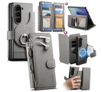 iTape This twill magnetic phone case is compatible with the Samsung Galaxy Z Fold7, featuring a large-capacity SIM card slot, a 2-in-1 design, a ring holder, and wireless charging. Gray