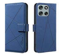 iTape Wallet phone case for Motorola Moto G56, RFID anti-theft wallet, pressed edge leather case flip cover stand Blue