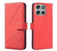 iTape Wallet phone case for Motorola Moto G56, RFID anti-theft wallet, pressed edge leather case flip cover stand Red