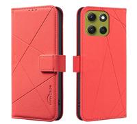 iTape Wallet phone case for Motorola Moto G86, RFID anti-theft wallet, pressed edge leather case flip cover stand Red