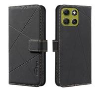 iTape Wallet phone case for Motorola Moto G86, RFID anti-theft wallet, pressed edge leather case flip cover stand Black