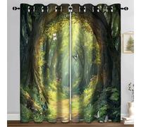 iTapnoom Enchanted Forest Blackout Curtain, Butterfly Nature Lanscape Scene Window Curtains Darkening Thermal Insulated Window Drapes for Living Room Bedroom Decor 2 Panels 52x84 Inches