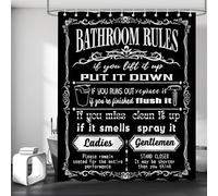 iTapnoom Funny Quotes Shower Curtains, Bathroom Toilet Rules Inspirational Words Motivational Modern Bathroom Curtain, 72x72 in Polyester Fabric Waterproof Bathroom Decor with 12 Hooks