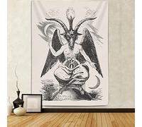 iTapnoom Gothic Devil Demon Baphomet Tapestry Wall Hanging, Tarot Card Satanic Witch Divination Black Home Office Wall Decorations, Goat Head Tapestries for Bedroom Living Room Dorm 40X60
