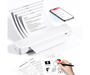 Itari Dot Matrix Printer, Portable Printer A4 for Travel, Upgraded 300DPI Small Printer, Mobile Printer for Home Use and Travel, Supports Plain Copy Paper, White