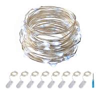 ITART LED Fairy Lights Battery Operated 8 Packs Cool White String Lights Silver Wire 2m with 20 LEDs for DIY Handcraft Wearable Submersible Lights for Halloween Christmas Jar Decorations Lights