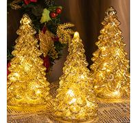 ITART Mercury Glass Christmas Tree Figurine with Lights and Timer Xmas Decorations Table Centerpieces Fireplace Mantel Decor