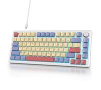 iTastatur 75% Wired Mechanical Gaming Keyboard, Hot Swappable Gasket Mount, White Switch, 82 Keys TKL, NKRO, Creamy for PC Laptop Windows Gamer (Marshmallow)