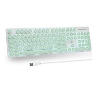 iTastatur Typewriter Keyboard 104-key Punk Gaming Retro Keyboard LED White Backlit Cute Keyboard with Wired USB Suitable for PC/Win/Mac/Laptop Computer Keyboard（Green）