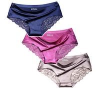 ITAYAX Silky Smooth Invisible Hipster Bikini Underwear for Women Frozen Silk Seamless Panties with Silky Tactile Touch, 3-pack Sexy Assorted, 3XL