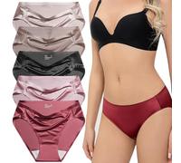 ITAYAX Silky Smooth Invisible Hipster Bikini Underwear for Women Frozen Silk Seamless Panties with Silky Tactile Touch, 5-pack Multicolor, XL-XXL