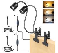 iTayga 2 Pack Clip on Light - Book Reading Light for Bed with 3 Color Modes & 10 Brightness & 15°- 80° Adjustable Light Angle, 360° Gooseneck USB LED Desk Lamp with Clamp Suitable for Study/Headboard