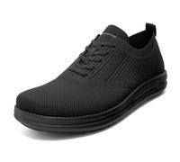 ITAZERO Mens Wide Toe Mesh Shoes Business Casual Wide Toe Shoes with Arch Support Insole for Plantar Fasciitis, Black/White, 49.5 EU Ancho