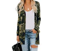 ITBCLOVE Women's Open Front Cardigan Camouflage Leopard Snake Print Jacket Long Sleeve Button Down Outwears Lightweight Tops with Pocket