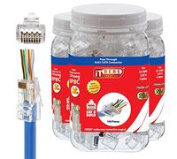 ITBEBE 300 Pieces RJ45 Cat6 cat6a Pass Through Connectors - Gold Plated Transparent Passthrough Ethernet Insert Crimp Connector UTP Network Plug for 23 AWG Cables