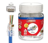 ITBEBE 50 Pieces Gold Plated End Pass Through RJ45 Cat6, Cat6a Connector for 23 AWG Cables