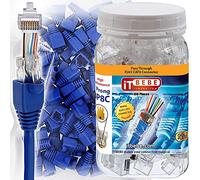 itbebe.com TBEBE 100 Sets of RJ45 Cat6 Pass-Through Connectors - 100 Pieces Cat6 Connectors with Blue Strain Relief Boots for Clean, Snag-Free Ethernet Patch Cord