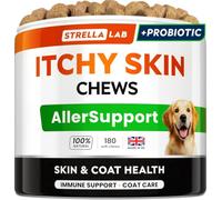 Itch & Allergy Support Chews for Dogs w/Omega 3 Fish Oil -Immune Supplement | Made in UK - Itchy Skin & Coat Support, Stop Itch & Hot Spots - All Breeds, All Sizes. Pork Flavor - 180ct