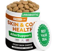 Itch & Allergy Support Chews for Dogs w/Omega 3 Fish Oil -Immune Supplement | Made in UK - Itchy Skin & Coat Support, Stop Itch & Hot Spots - All Breeds, All Sizes. Pork Flavor - 60ct