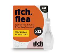 Itch Cat Flea & Tick Spot-On Treatment (1kg+) - Kills Fleas, Ticks, Lice & Eggs to Prevent Reinfestation -12 Easy-Apply Pipettes