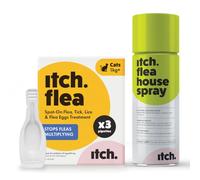 Itch - Flea & Tick Treatment for Cats & Household Flea Spray - Kills Fleas, Lice, Ticks, Eggs and Larvae - With Fipronil and S-Methoprene - Odourless 500ml Spray & Pack of 3 Pipettes