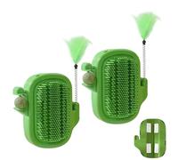 Itch Kitty - Cat Groomer Cat Brush | Wall Corner Scratcher Comb | Cat Face Scratchers, Cactus Shedding Comb Set of 2, Cat Corner Scratcher with Feather Toy & Catnip Ball for Stress Re